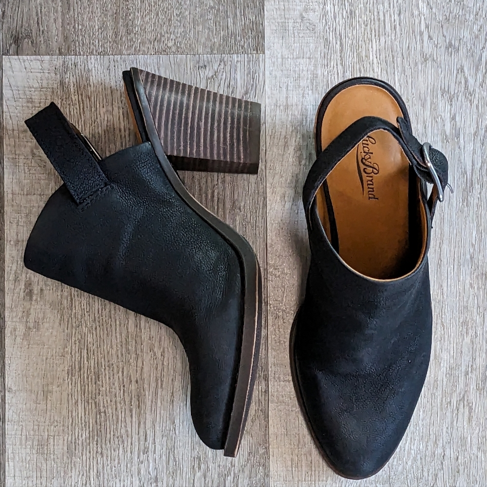 Lucky Brand Black Emery slingback booties Size 8.5 Like NEW